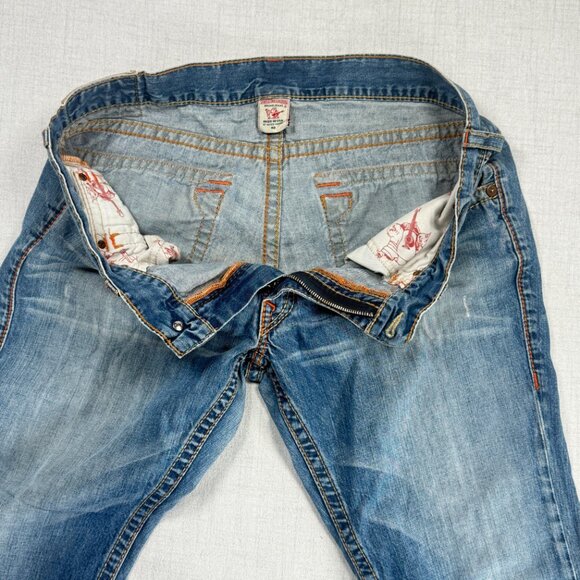 Y2K True Religion Jeans Distressed Bootcut Light Wash 100% Cotton Size 40 - Picture 3 of 7